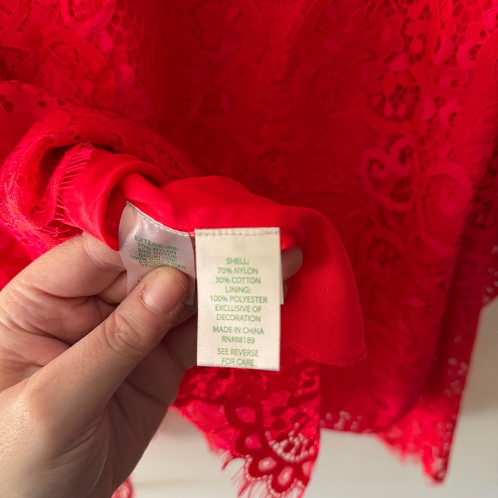 Lilly Pulitzer Red Lace Dressy Blouse M NWOT | Evening & Event Valentines Day - Picture 5 of 6